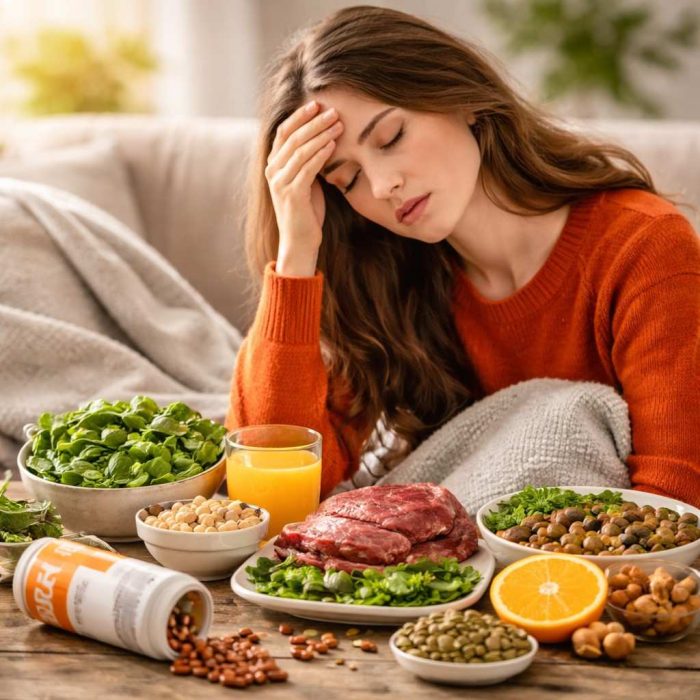 womanrestingwithiron richfood